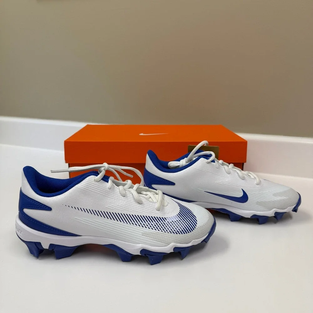 NWT Nike Mens Diamond Clutch Keystone Baseball Cleats Size 7 White/Royal Blue